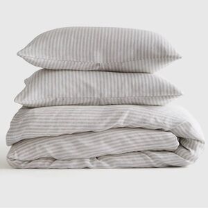 QUINCE European Mist Striped Linen Duvet Cover & Shams - King/Cal King